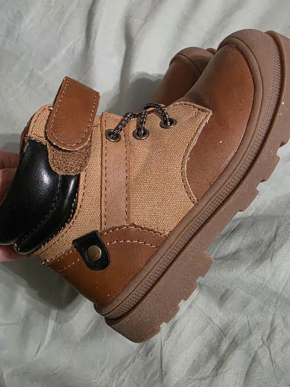 Jumping Bean Kids Brown Lace-Up & Hook-and-Loop Boots Size 7C